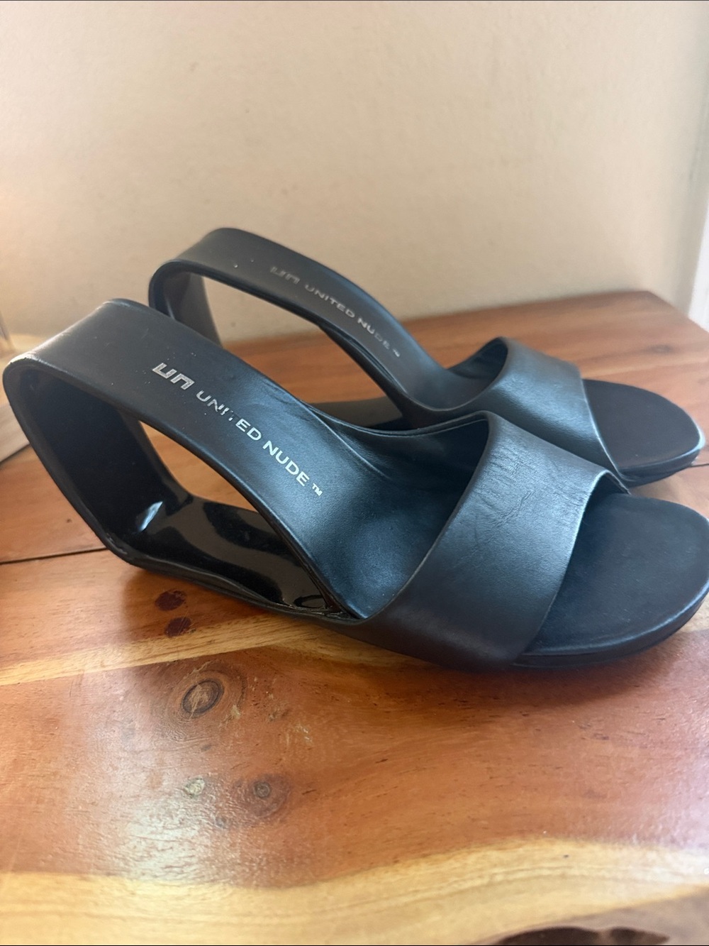 United Nude Black Modern Sculptural Slingback Heels/shoes size 6